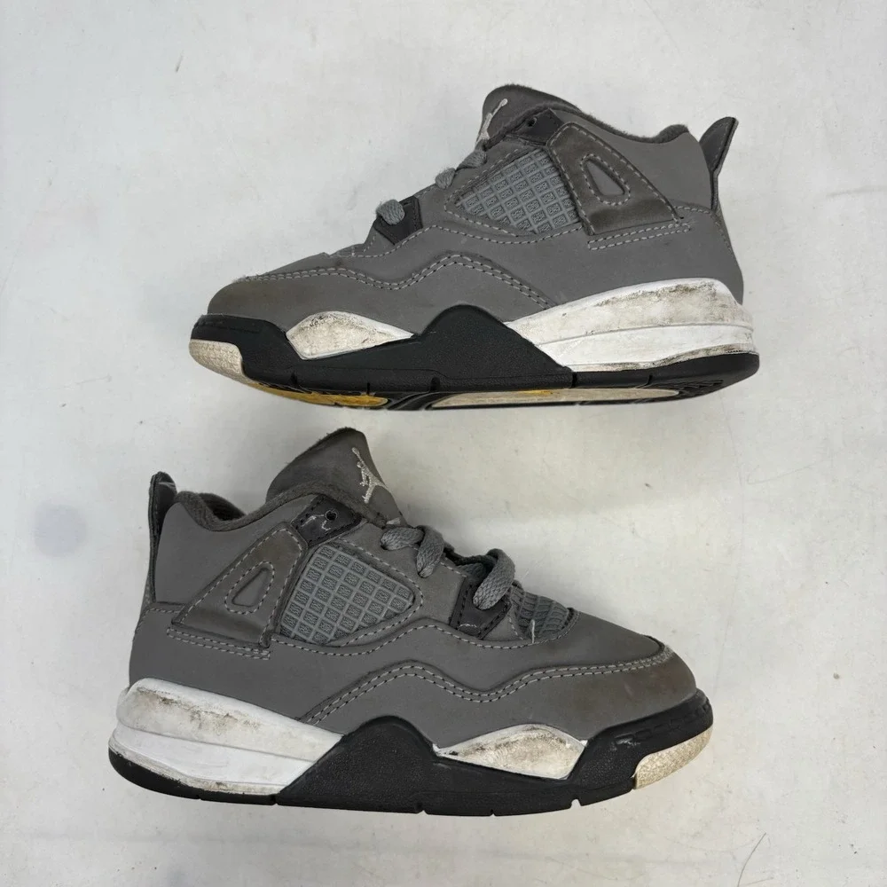 Nike Air Jordan 4 Retro Cool Grey Shoes Toddler 8c Black White BQ7670-007 TD